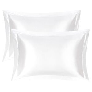 2 Pcs Retro Satin Pillow Cases with Envelope Closure White Standard
